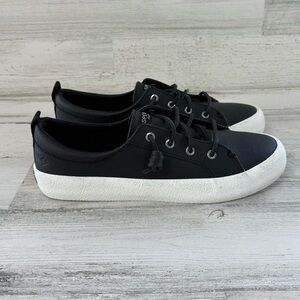 Sperry Women’s Size 9 Black Crest Vibe Leather Sneakers 4 Eye Slip On